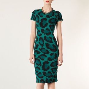 Topshop Green Leopard Dress